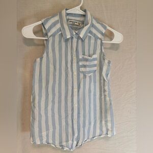 Abercrombie Kids Blue White Striped Sleeveless Button Down Shirt Size 13/14